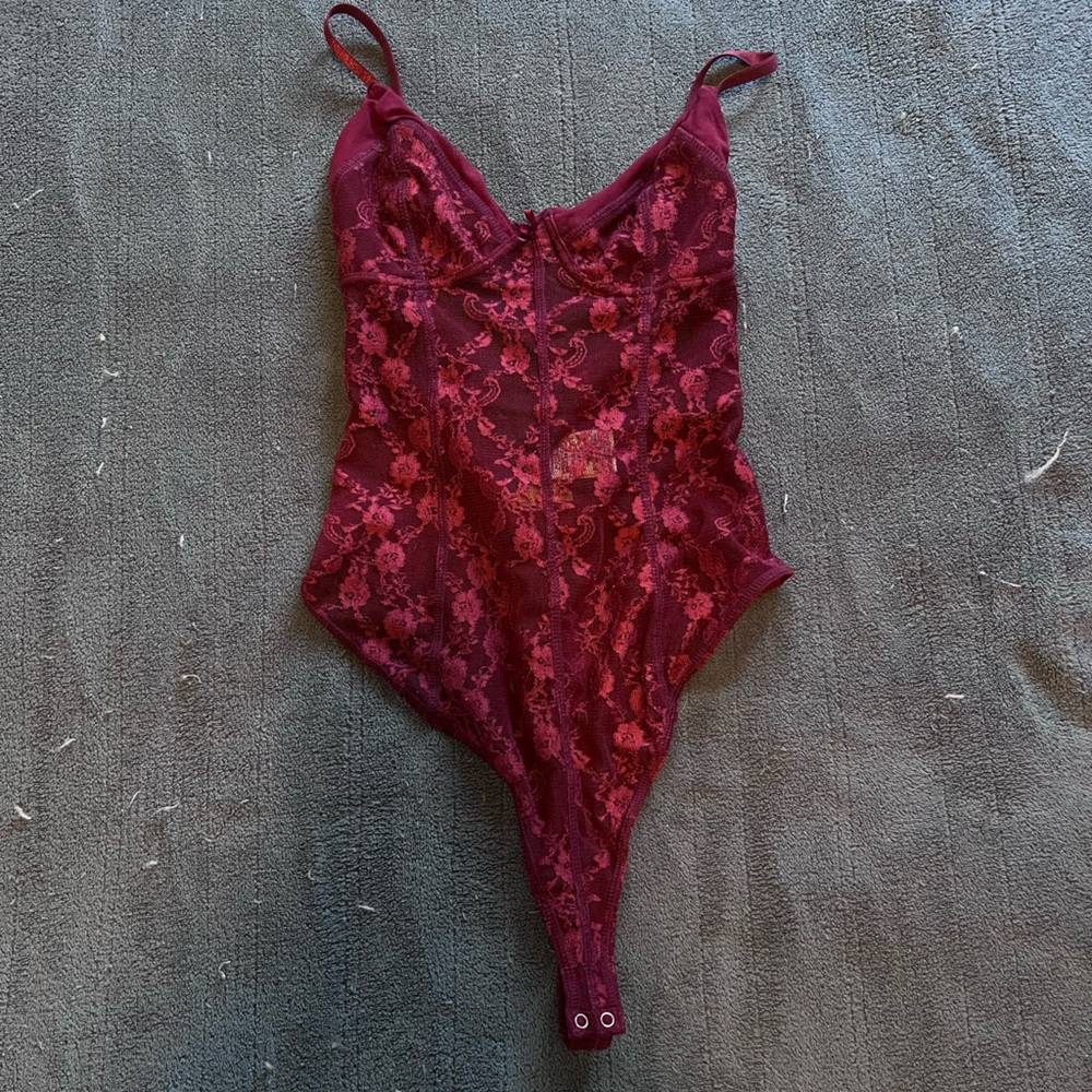 Free people red lace bodysuit $20 never worn